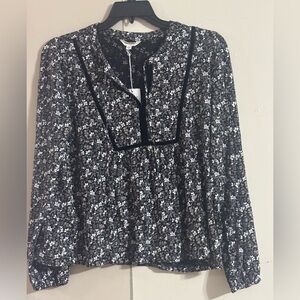 Lucky Brand Monochrome Floral Blouse NEW